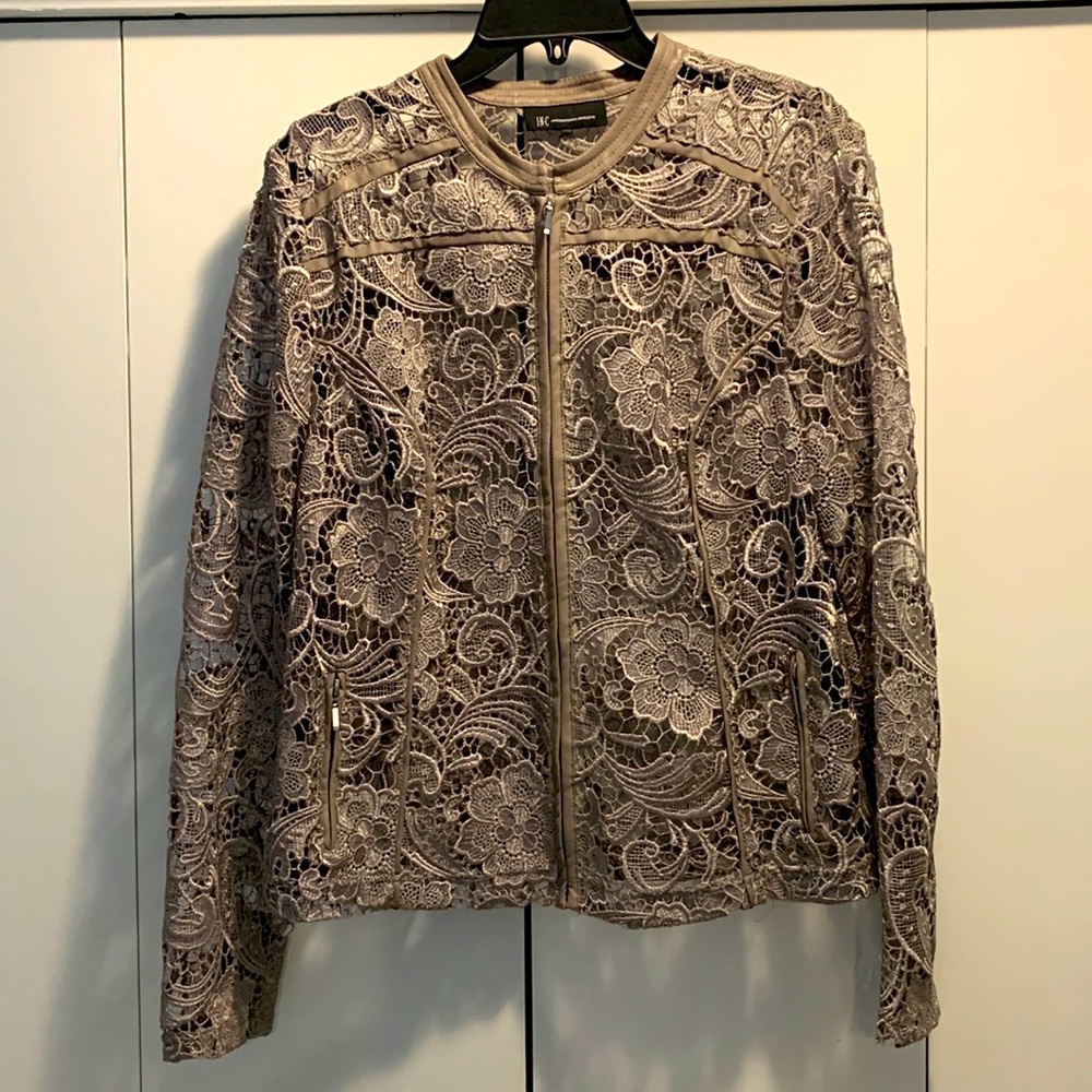 INC Beautiful Lace Jacket w/leather accents.